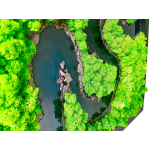 Machový obraz s epoxidovou živicou - rieka - sobí mach - drevený čierny rám
