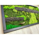 Machový obraz mix machu -dreviny - rastliny 200 * 100cm - drevený rám čierny