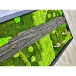 Machový obraz mix machu -dreviny - rastliny 200 * 100cm - drevený rám čierny
